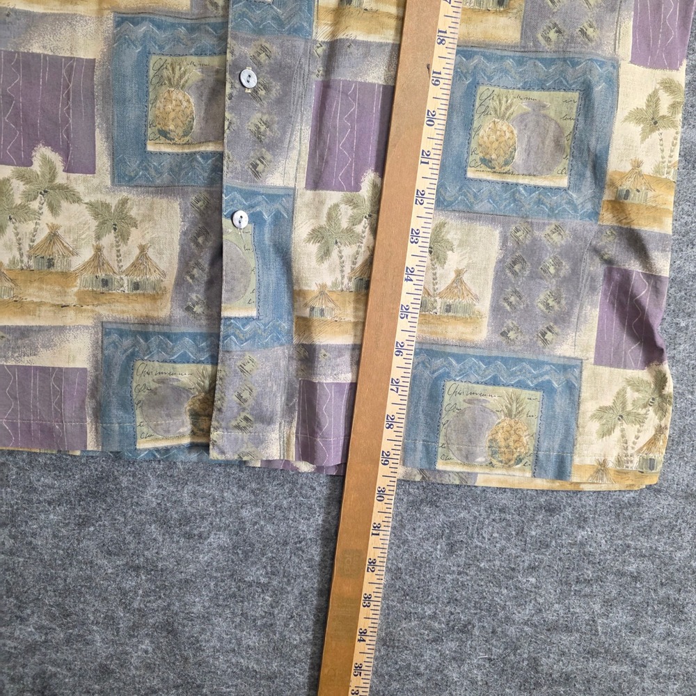 Tori Richard Shirt Mens Large Multicolor Hawaiian Tropical Pineapple Button Up - Picture 7 of 8